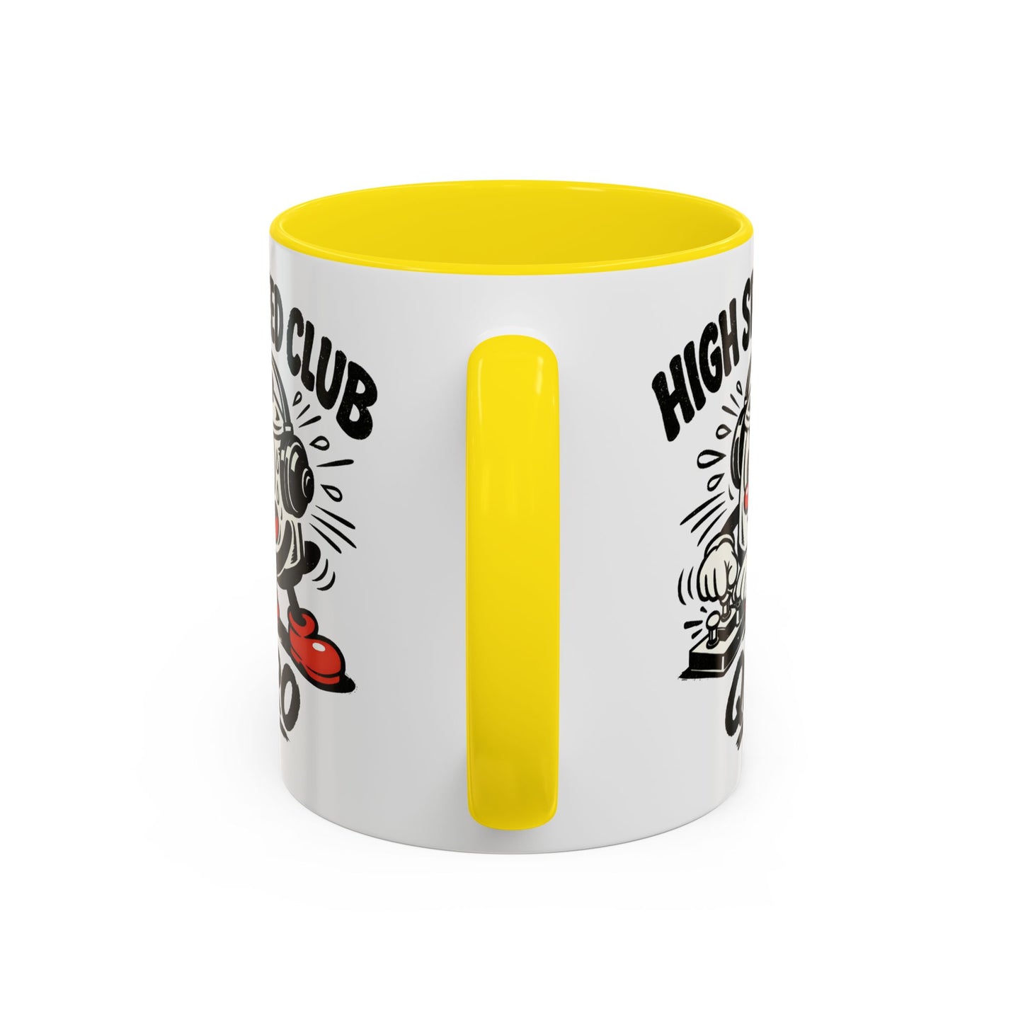 High Speed Club Accent Ham Coffee Mug — Retro DJ Cartoon 11/15oz