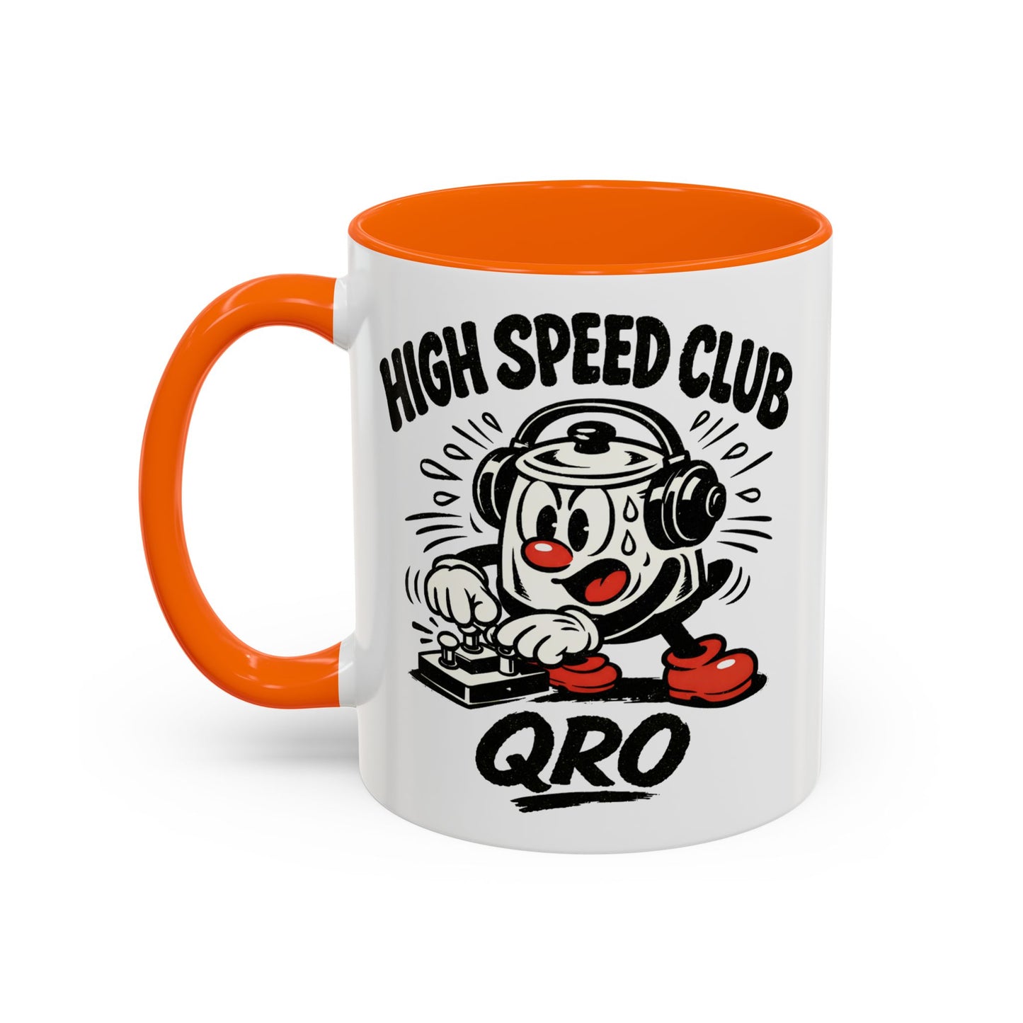 High Speed Club Accent Ham Coffee Mug — Retro DJ Cartoon 11/15oz