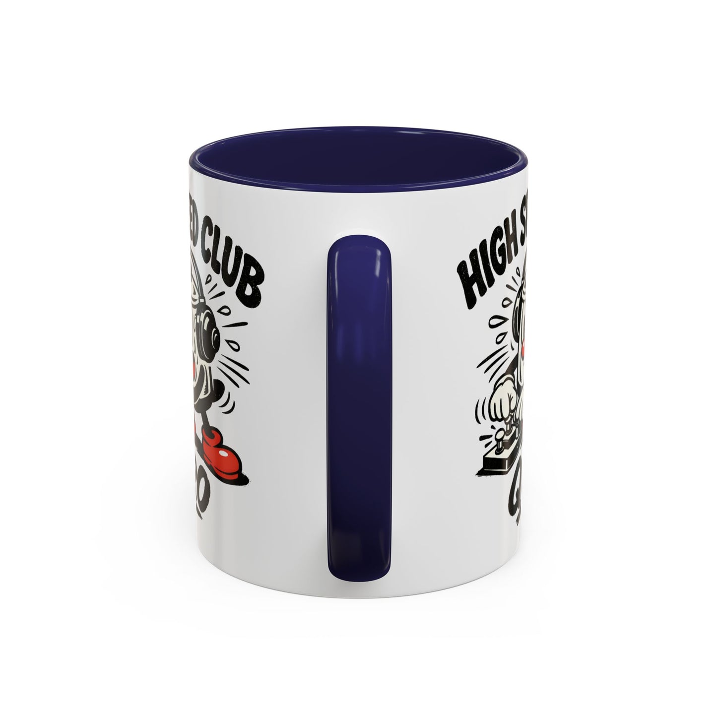 High Speed Club Accent Ham Coffee Mug — Retro DJ Cartoon 11/15oz